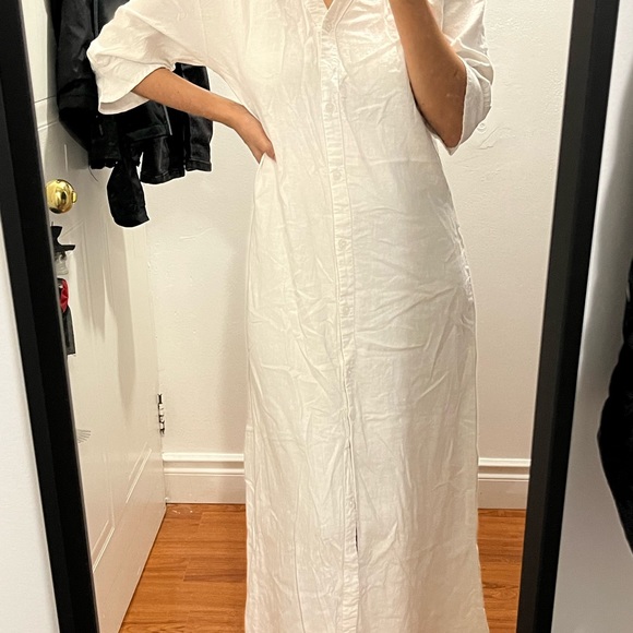 LINEN MAXI V-NECK DRESS - Picture 3 of 4